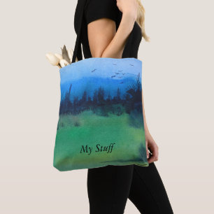 contempory abstract landscape design colourful tote bag