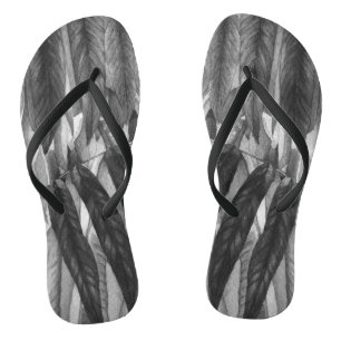 contempory black and white leafs unusual thongs