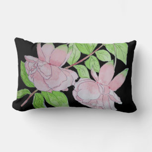 contempory floral design with pink flowers lumbar cushion