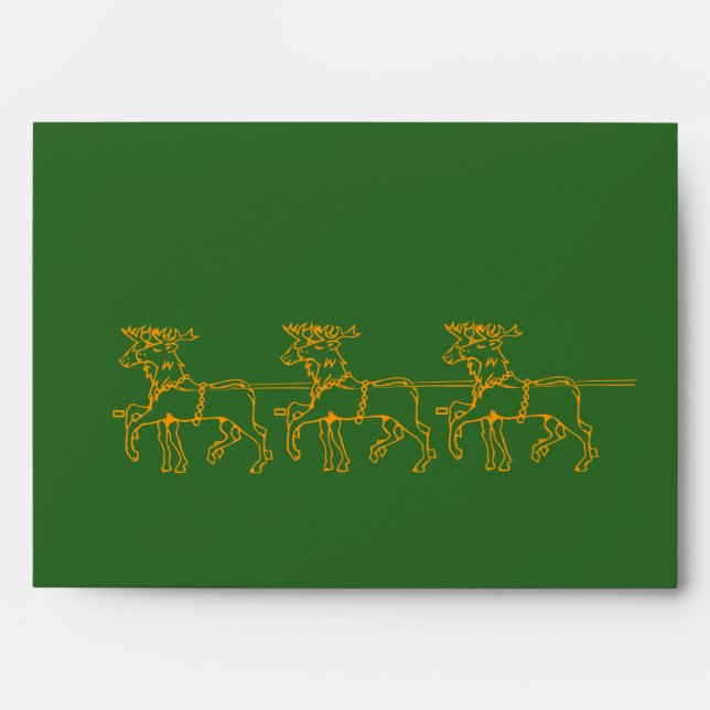 contempory graphic gold reindeer for christmas envelopes (Front)
