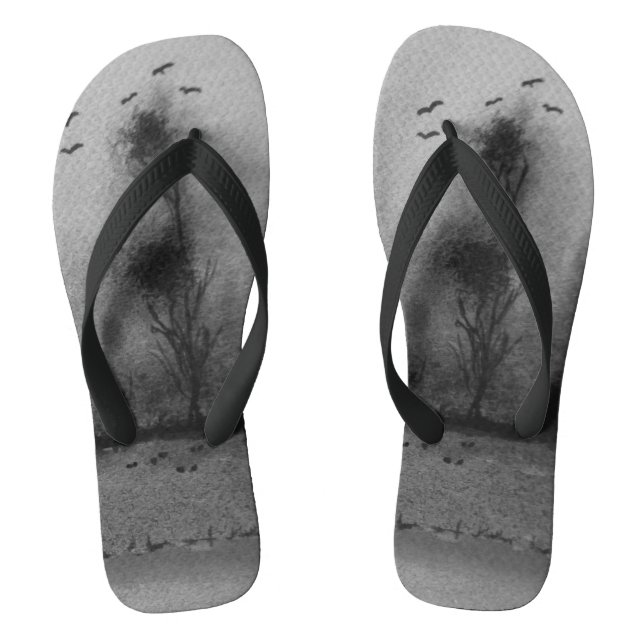 contempory scenic design unique black and white thongs (Footbed)