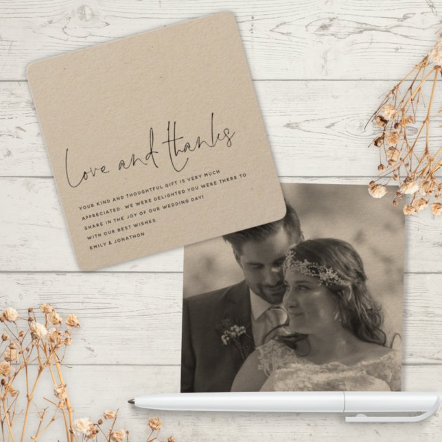 Contemprary Love Thanks Photo Wedding  Thank You Card (Creator Uploaded)