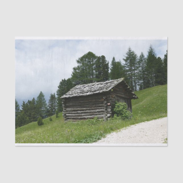 Content and Cute Log Barn in an Italian Meadow Tissue Paper (Front)