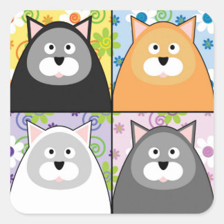 Content Cat Square Stickers