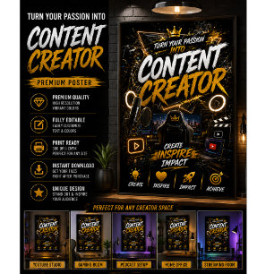 Content Creator Poster YouTube Studio Wall Art