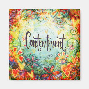 Contentment Floral Inspirivity ONE WORD Trendy Magnet