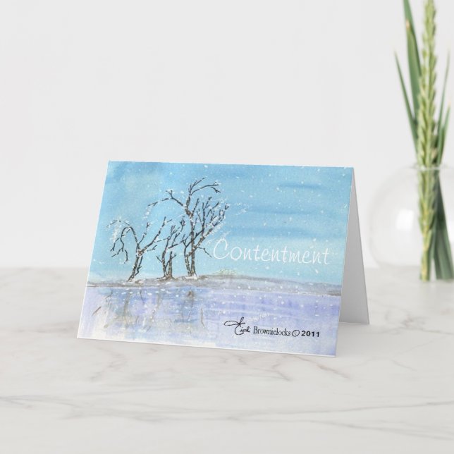 Contentment Watercolor Christmas Card (Front)