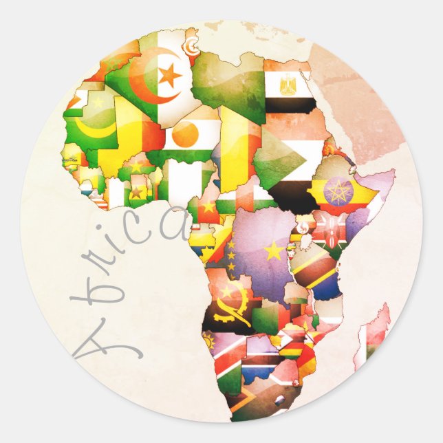 Continent of Africa Beautiful Mama Africa Colourfu Classic Round Sticker (Front)