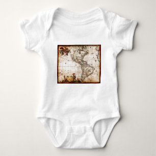 Continent of America Old Map Baby Bodysuit