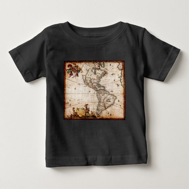 Continent of America Old Map Baby T-Shirt (Front)