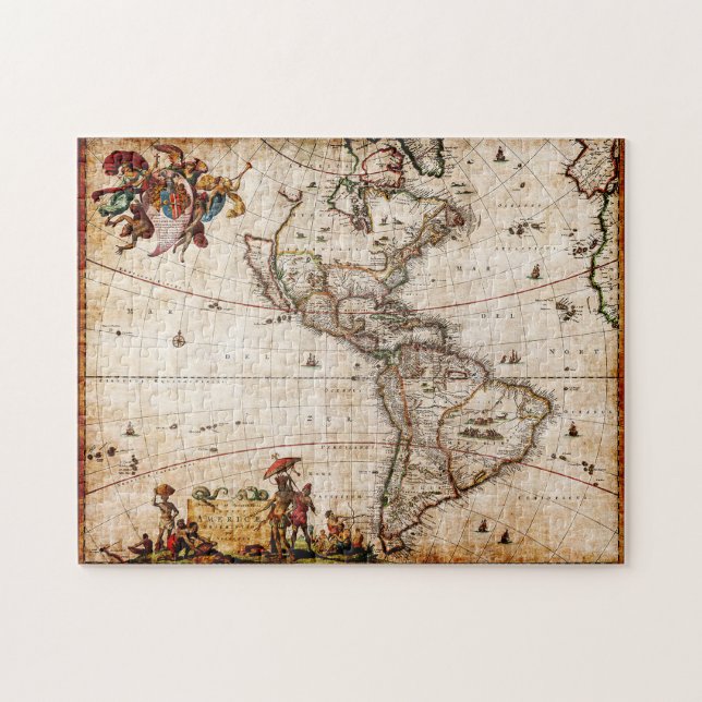 Continent of America Old Map Jigsaw Puzzle (Horizontal)