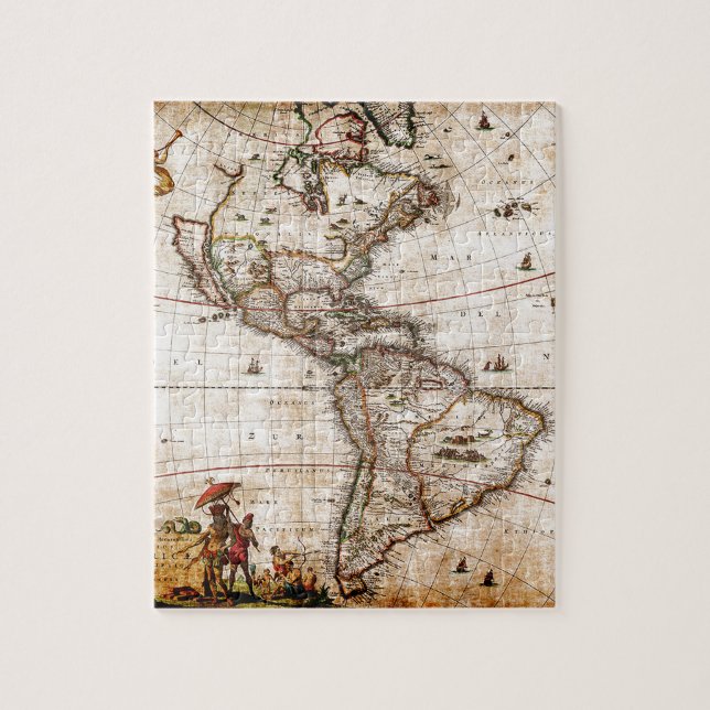Continent of America Old Map Jigsaw Puzzle (Vertical)