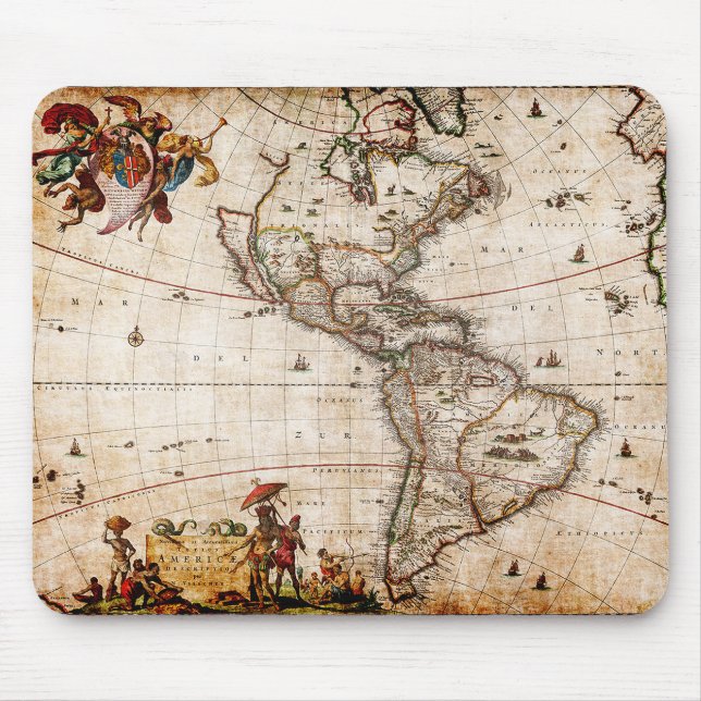 Continent of America Old Map Mouse Pad (Front)