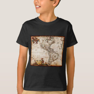 Continent of America Old Map T-Shirt