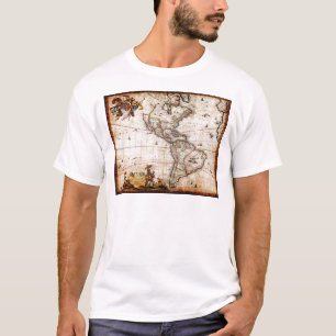 Continent of America Old Map T-Shirt
