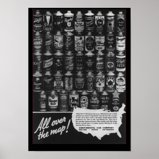 Continental Can Company Cone Top Beer Can Poster (Front)