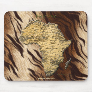 Continental Map of Africa on Faux Fur Background Mouse Pad