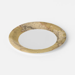 Continental Map Paper Plate