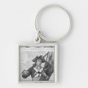 Continental Soldier holding a musket flag Key Ring