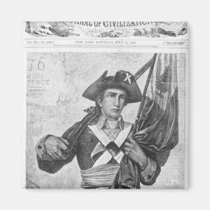 Continental Soldier holding a musket flag Magnet
