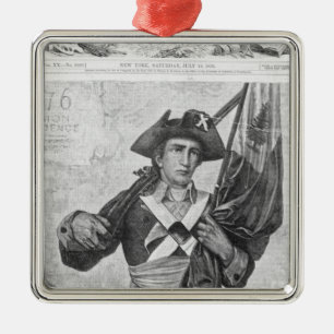 Continental Soldier holding a musket flag Metal Ornament