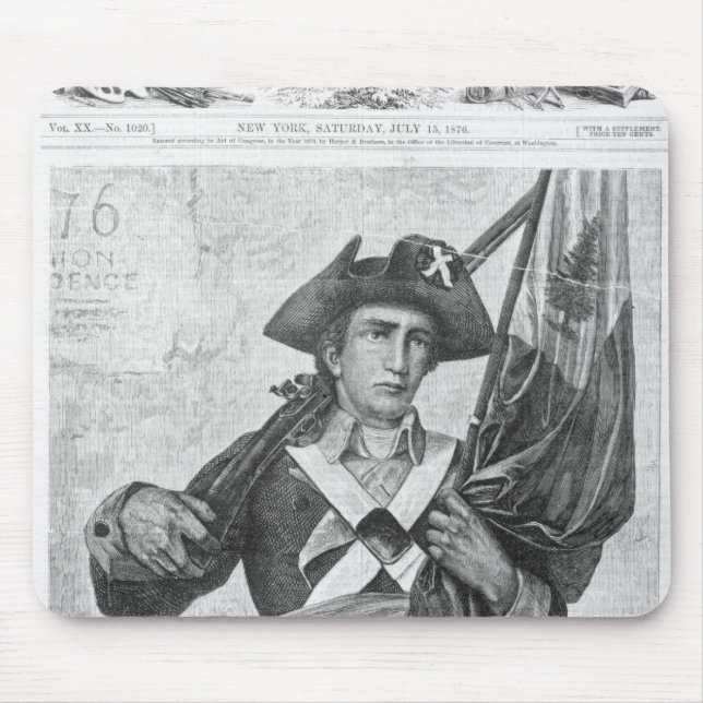 Continental Soldier holding a musket flag Mouse Pad (Front)