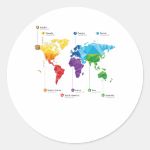 Continents Classic Round Sticker