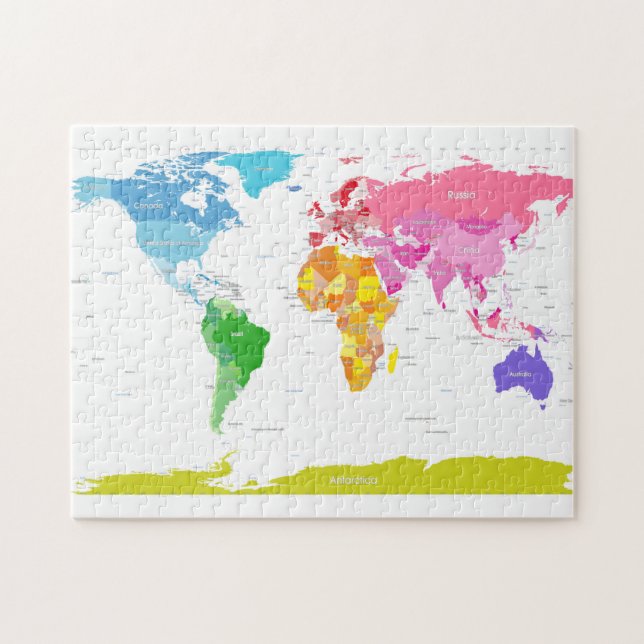 Continents World Map Jigsaw Puzzle (Horizontal)