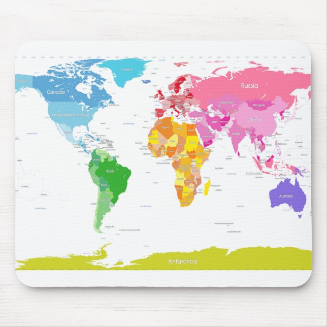 Continents World Map Mouse Pad (Front)