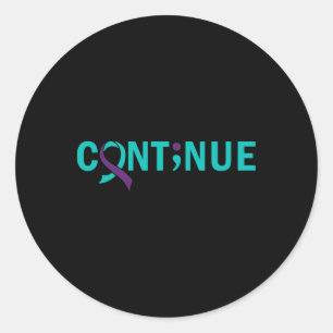 Continue Semicolon Suicide Prevention Awareness Classic Round Sticker