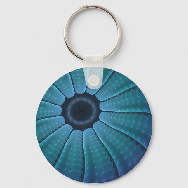 Continuity Flux Blue Futuristic Abstract Key Ring (Front)
