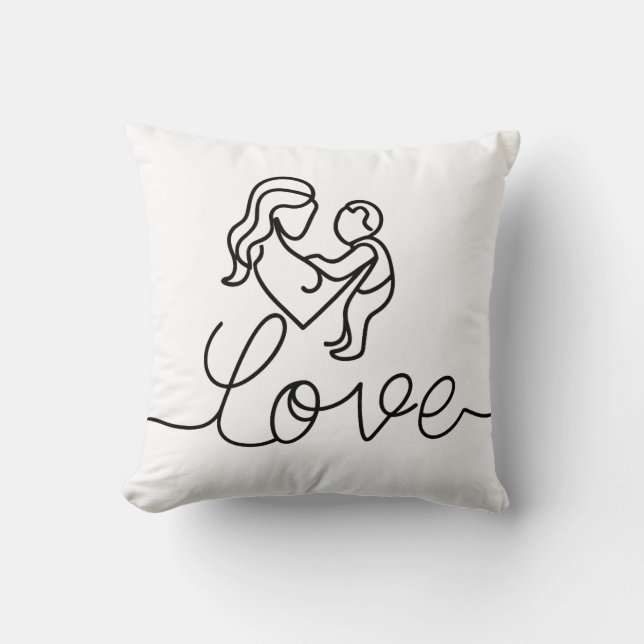 continuous drawing of text "love" cushion (Front)
