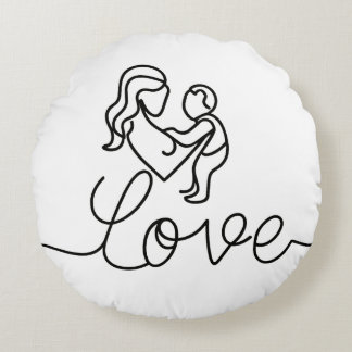 continuous drawing of text "love" round cushion