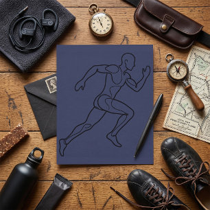 Continuous Line Art Sprinter Running Card