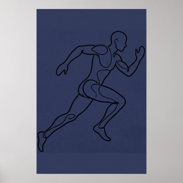 Continuous Line Art Sprinter Running Poster (Front)
