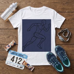 Continuous Line Art Sprinter Running T-Shirt