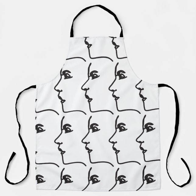 Continuous line, face profiles, artistic illustrat apron (Front)