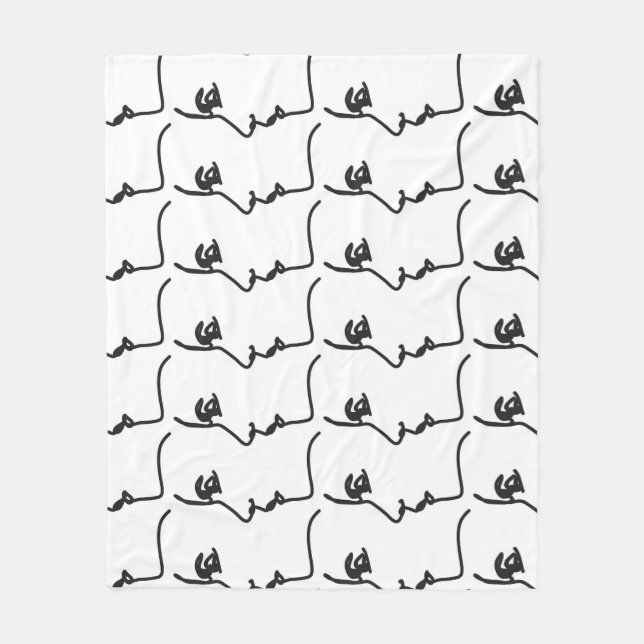 Continuous line, face profiles, artistic illustrat fleece blanket (Front)