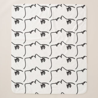 Continuous line, face profiles, artistic illustrat sherpa blanket