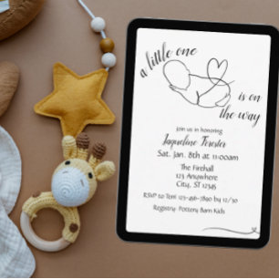Continuous Line, Minimalist Baby Shower Invitation