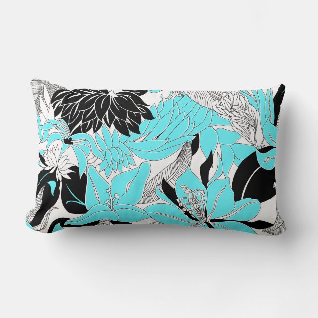 Contour Hawaii Tropical Lily and Protea Floral Lumbar Cushion (Front)