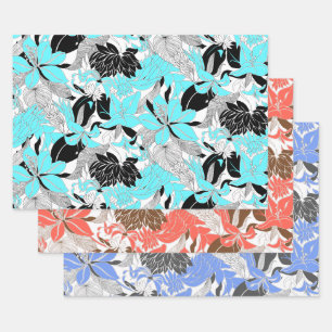 Contour Hawaii Tropical Lily & Protea Floral Trio Wrapping Paper Sheet