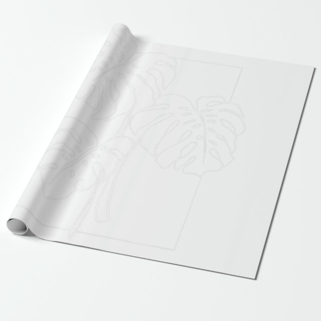 Contour Line Monstera Trendy Plant T-Shirt Wrapping Paper (Unrolled)
