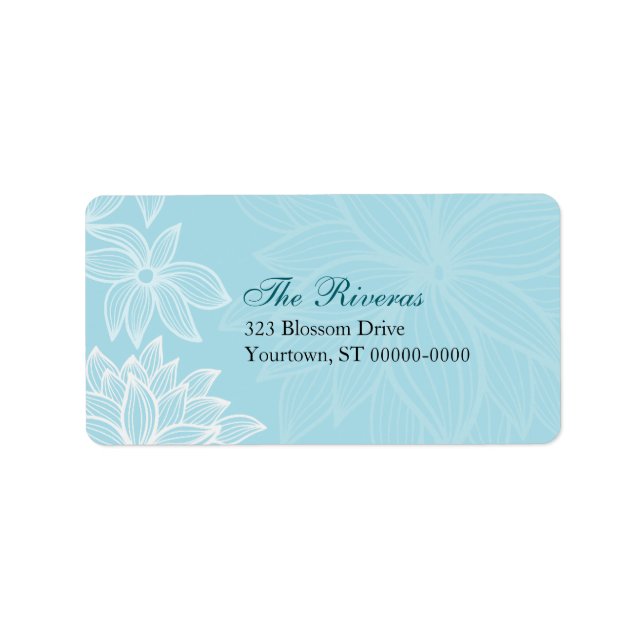 Contoured Bloom Sapphire Wedding Address Label (Front)