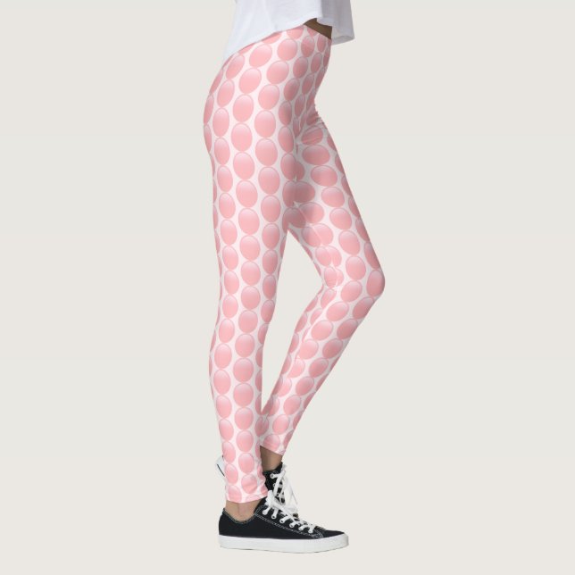 Contoured rose pink polka dots on light pink leggings (Right)