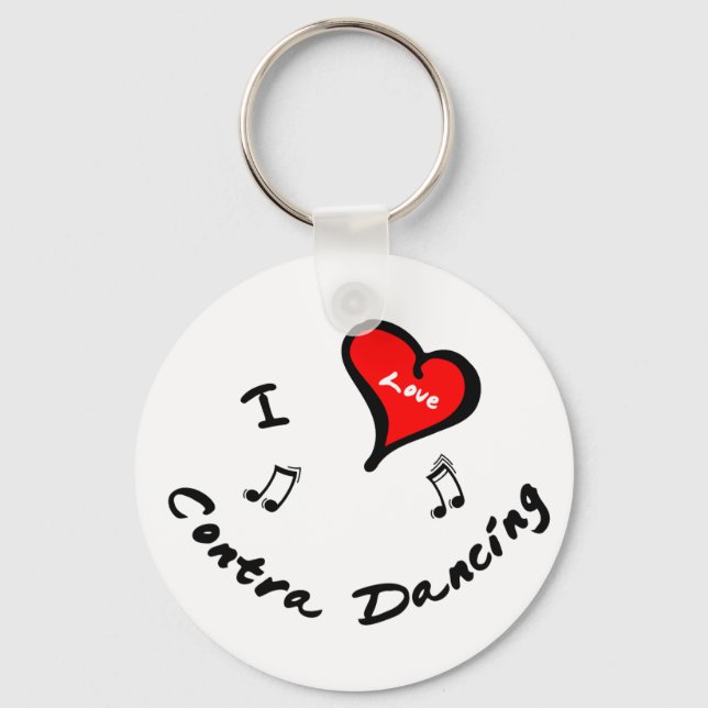 Contra Dancing Items - I Heart Contra Dancing Key Ring (Front)