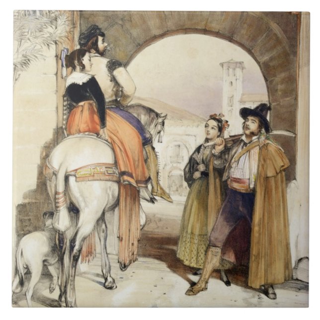 Contrabandistas, from 'Sketches of Spain', engrave Ceramic Tile (Front)