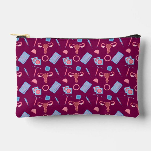 Contraception Pattern Feminist Accessory Pouch (Front)