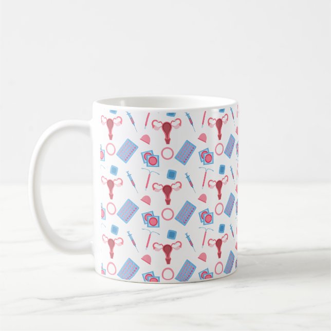 Contraception Pattern Feminist Coffee Mug (Left)