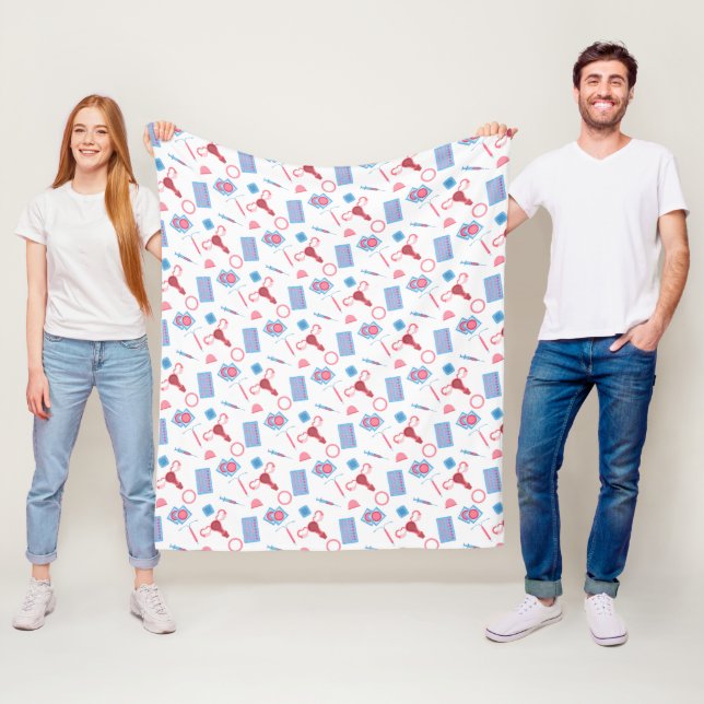 Contraception Pattern Feminist Fleece Blanket (In Situ)